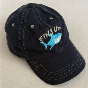 Margaritaville | Fins Up Shark Embroidered Adjustable Cotton Hat Cap Unisex Blue